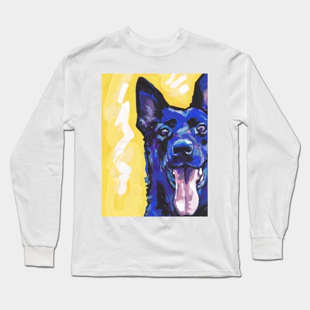 black German Shepherd Dog Bright colorful pop dog art Long Sleeve T-Shirt by bentnotbroken11